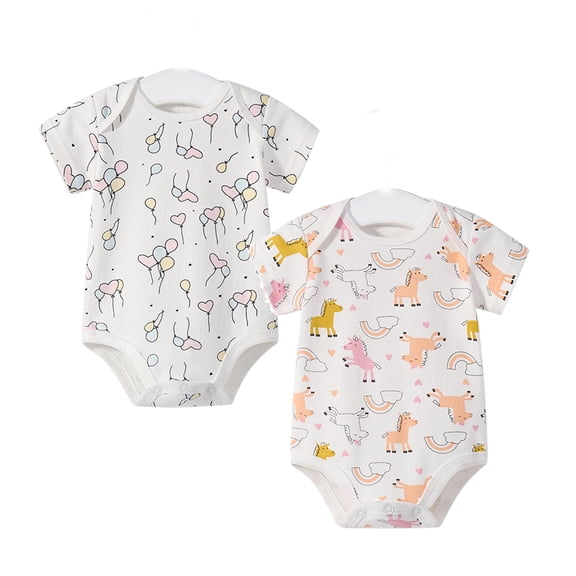 Emy Dola 2-Pack 100% Cotton Baby Girl Boy Onesies,0-24 Months Short Sleeve Toddler Bodysuit Rompers Infant Spring Summer Clothes
