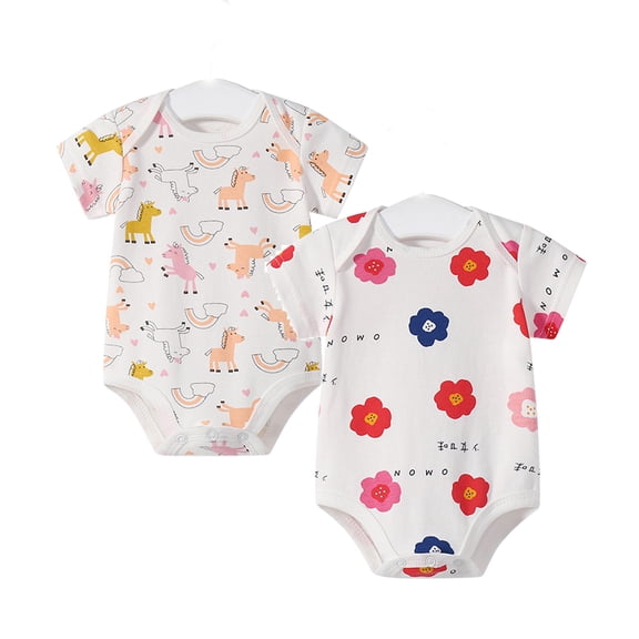 Emy Dola 2-Pack 100% Cotton Baby Girl Boy Onesies,0-24 Months Short Sleeve Toddler Bodysuit Rompers Infant Spring Summer Clothes