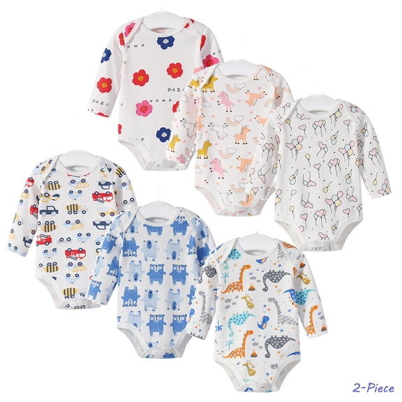 Emy Dola 2-Pack Baby Girls Long Sleeve Bodysuit Onesies 100% Cotton Newborn Boys Romper 0-24 Months Infant Summer Spring Clothes