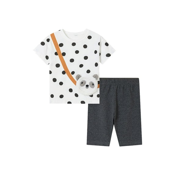 Emy Dola 2-Piece Toddler Girls Short Sleeve Outfits Kids Polka Dot Tops and Snug Fit Summer Shorts Set For 2-7 Years