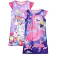 thumbnail image 1 of Emy Dola 2Pcs Girls Unicorn Nightgowns Kids Flutter Sleeve Pajamas Nightdress Toddler Summer Princess Sleepwear Dress, 1 of 9