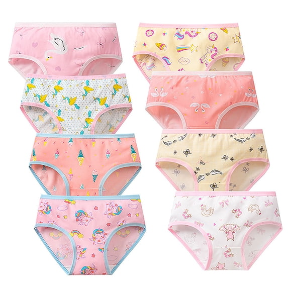 Emy Dola 8-Pack Girls' Underwear,Soft Elastic Tagless Panties for Toddlers' & Little Kids Breathable Cartoon Briefs 2-10Y