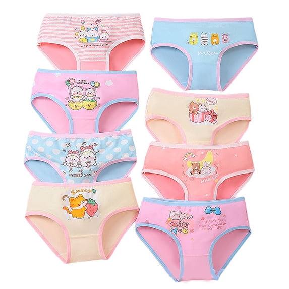 Emy Dola 8-Pack Girls' Underwear,Soft Elastic Tagless Panties for Toddlers' & Little Kids Breathable Cartoon Briefs 2-10Y