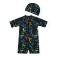 thumbnail image 1 of Emy Dola Baby Boy Swimsuit with Hat Toddler Short Sleeve One Piece Bathing Suit Kids UPF 50+ Zipper Rash Guard Swimwear 0-8T, 1 of 6
