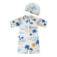 thumbnail image 1 of Emy Dola Baby Boy Swimsuit with Hat Toddler Short Sleeve One Piece Bathing Suit Kids UPF 50+ Zipper Rash Guard Swimwear 0-8T, 1 of 6