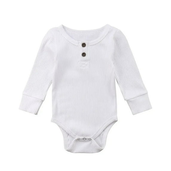 Emy Dola Baby Boy girls Ribbed Bodysuit Long Sleeve Solid Romper Newborn One Piece Outfits Unisex Ribbed Clothes