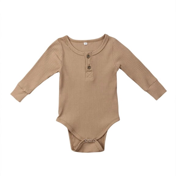 Emy Dola Baby Boy girls Ribbed Bodysuit Long Sleeve Solid Romper Newborn One Piece Outfits Unisex Ribbed Clothes