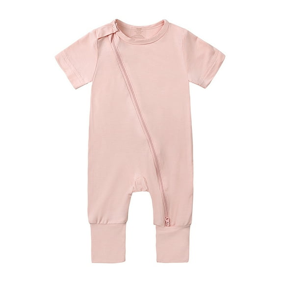 Emy Dola Baby Boys Girls Pajamas Bamboo Viscose Short Sleeve Zipper Romper Jumpsuits Sleep and Play 3-24 Months