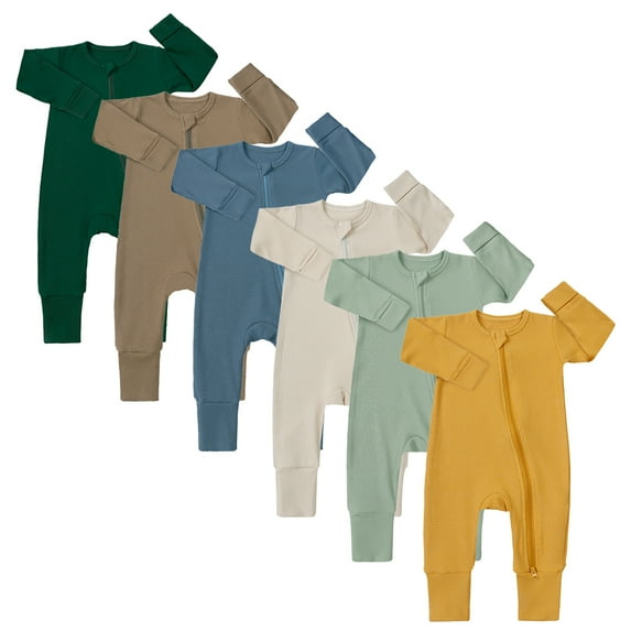 Emy Dola Baby Boys Girls Romper Pajamas Bamboo Viscose PJs For Newborns 2 Way Zipper Long Sleeve Footless Sleep and Play Jumpsuits 3-24 Months