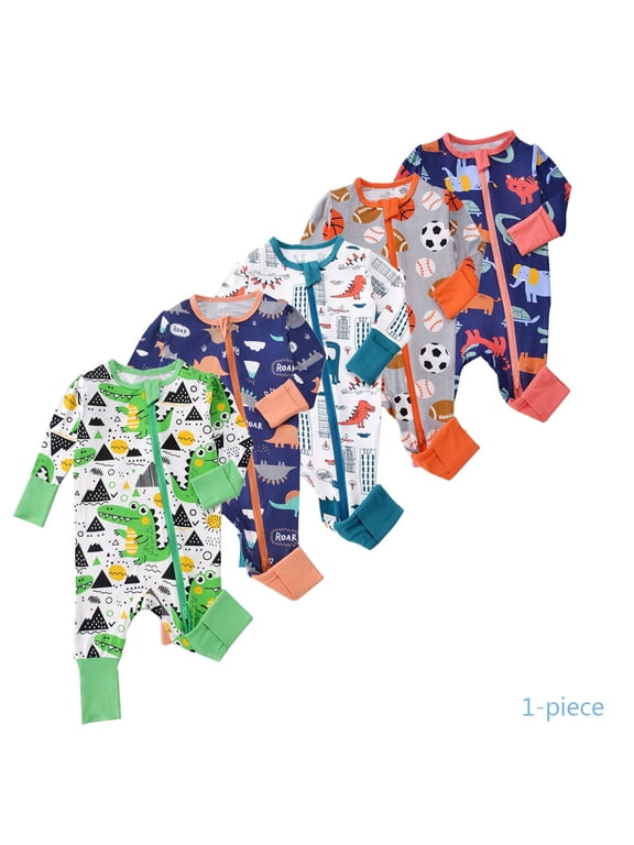 Baby Boys' Snug Fit Pajamas Bamboo Viscose Footless Baby Sleeper Newborn Boys Jumpsuit Sleep 'N Play Romper One-Piece