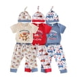 thumbnail image 1 of Emy Dola Baby Boys USA Flag Romper Outfits "My First 4th Of July" Baby Short Sleeve Long Pants 3-Pieces Clothes Set With Hat 0-12M, 1 of 8