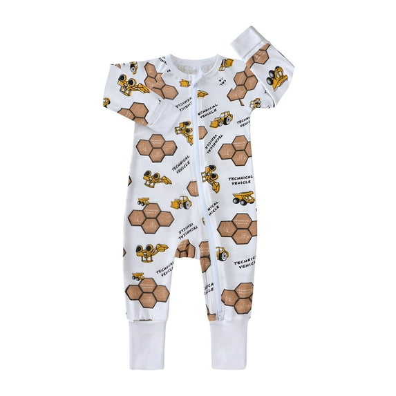 Emy Dola Baby Footless Pajamas Cotton Unisex Infant Zipper Romper with Mitten Cuffs Sleep Play PJS Long Sleeve Jumpsuits