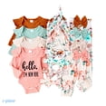 thumbnail image 1 of Emy Dola Baby Girl 4Pcs Clothes Set Newborn Infant Ruffle Ribbed Romper + Floral Pants + Headband + Hat Outfits for Girls, 1 of 11
