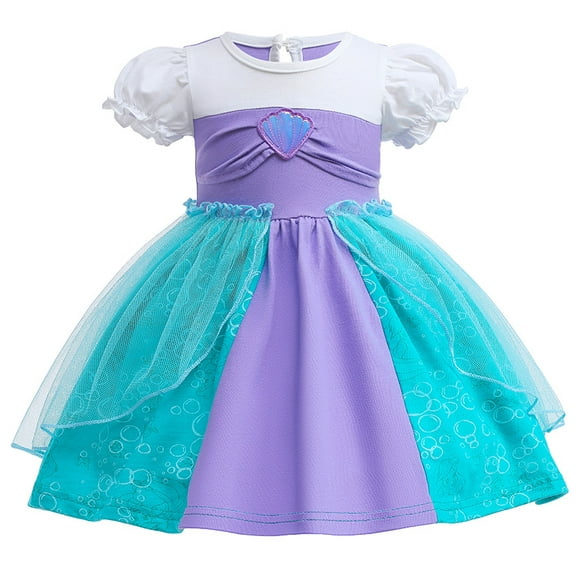 Emy Dola Baby Girl Cartoon Lace Dress Toddler Puff Sleeve Princess Tutu Dress Kids Wedding Party Dress Up