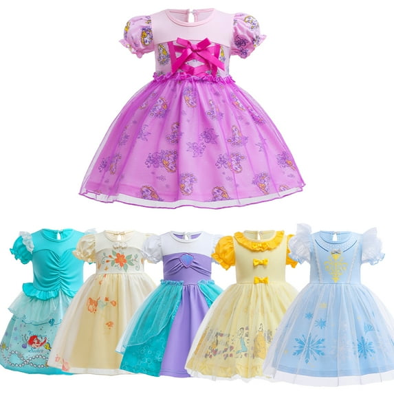 Emy Dola Baby Girl Cartoon Lace Dress Toddler Puff Sleeve Princess Tutu Dress Kids Wedding Party Dress Up
