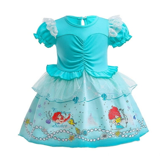 Emy Dola Baby Girl Cartoon Lace Dress Toddler Puff Sleeve Princess Tutu Dress Kids Wedding Party Dress Up