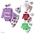 thumbnail image 1 of Emy Dola Baby Girl Clothes Newborn Infant Outfits Long Sleeve Ruffle Romper+ Floral Pants + Cute Headband + Rose Hat Sets for Girls, 1 of 5