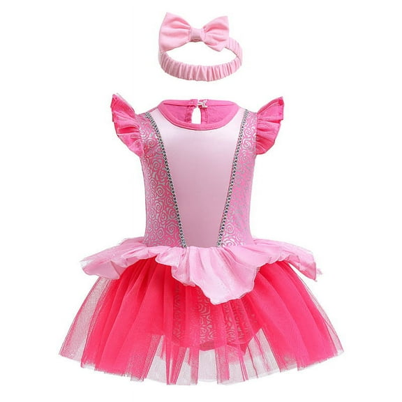 Emy Dola Baby Girls Romper Onesie Dress Princess Fairy Bodysuit Tutu Dress with Headband Newborn Infant Party Fancy Dresses Outfits