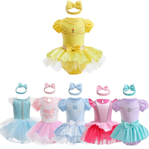 Emy Dola Baby Girls Romper Onesie Dress Princess Fairy Bodysuit Tutu Dress with Headband Newborn Infant Party Fancy Dresses Outfits
