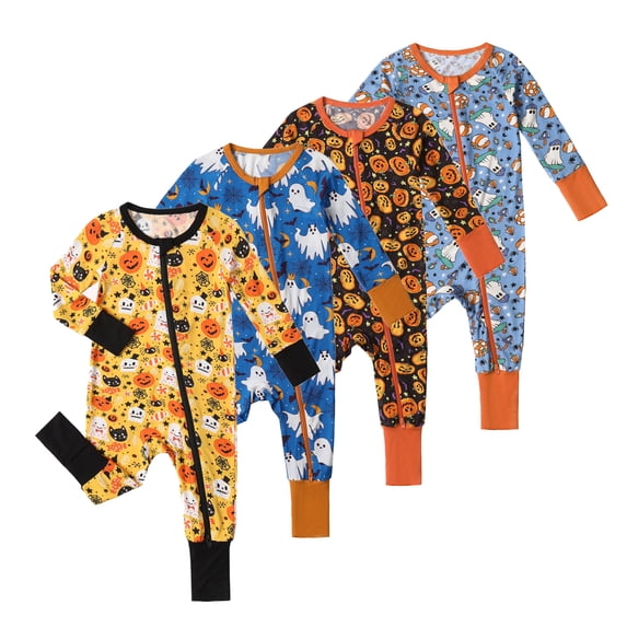 Emy Dola Baby Halloween Footies Viscose from Bamboo Sleep 'N Play Zipper Jumpsuit 3-24 Months Infant Boy Girl Romper With Mitten & Foot Cuffs,1PCS