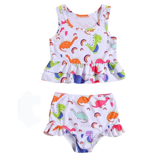 Emy Dola Baby Infant 2-Piece Swimsuit Toddler Girl's Ruffle Bathing Suit Kids Summer Beach Tankini Swimwear Sets 1-6 Years