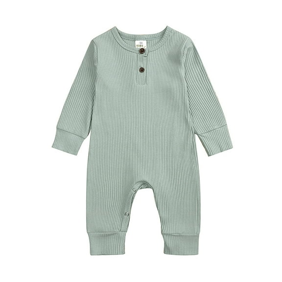 Emy Dola Baby Romper Jumpsuits Newborn Boys Girls Ribbed Button Short Sleeve Footless Pajamas Sleep and Play Pjs 3-24 Months
