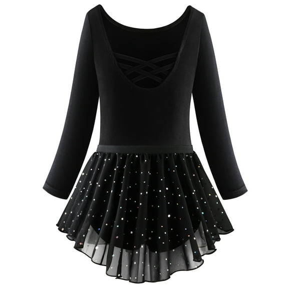 Emy Dola Ballet Leotards for Girls Long Sleeve Dance Dress Outfit Combo with Skirt and Tights (Toddler/Little Kid/Big Kid)