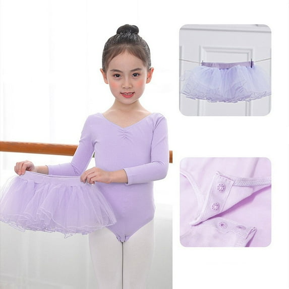Emy Dola Ballet Leotards for Girls Toddler Tight Long Sleeve Criss-Cross Back Dance Dress Ballerina Tutu Skirt Outfits