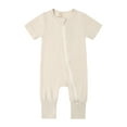 thumbnail image 1 of Emy Dola Bamboo Viscose Baby Romper Short Sleeve Footless Pajamas 2 Way Zipper Summer Sleeper Jumpsuit 0-24 Months, 1 of 4