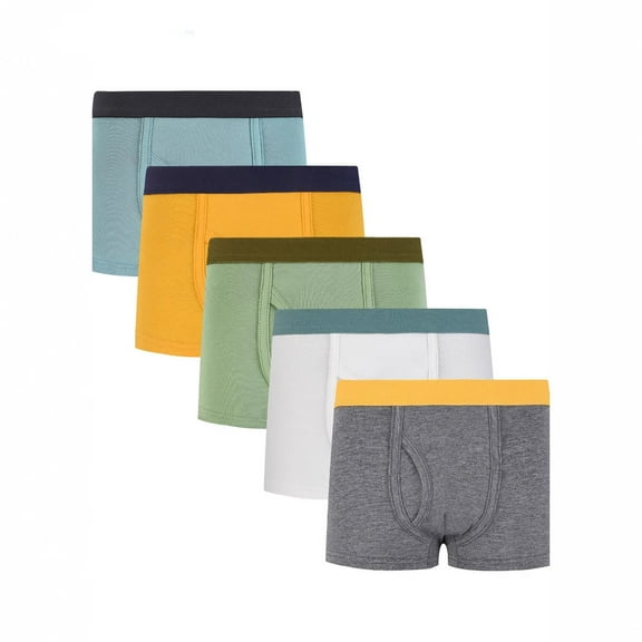 Emy Dola Boys' Pure Comfort Super Soft Tagless Smooth Underwear 5-Pack Toddler Boys Elastic Boxer Briefs 2-12T