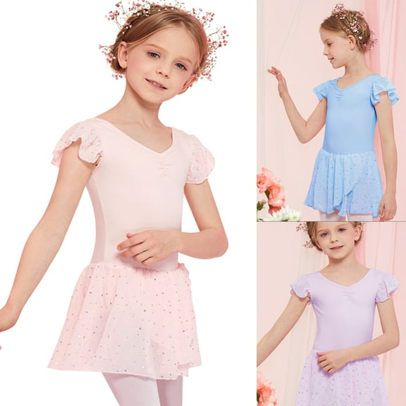 Emy Dola Girls Ruffle Sleeve Ballet Dance Dress Tutu Skirted Leotard For 3-10 Years Toddler Gymnastic Ballerina Tutu Dress Outfits