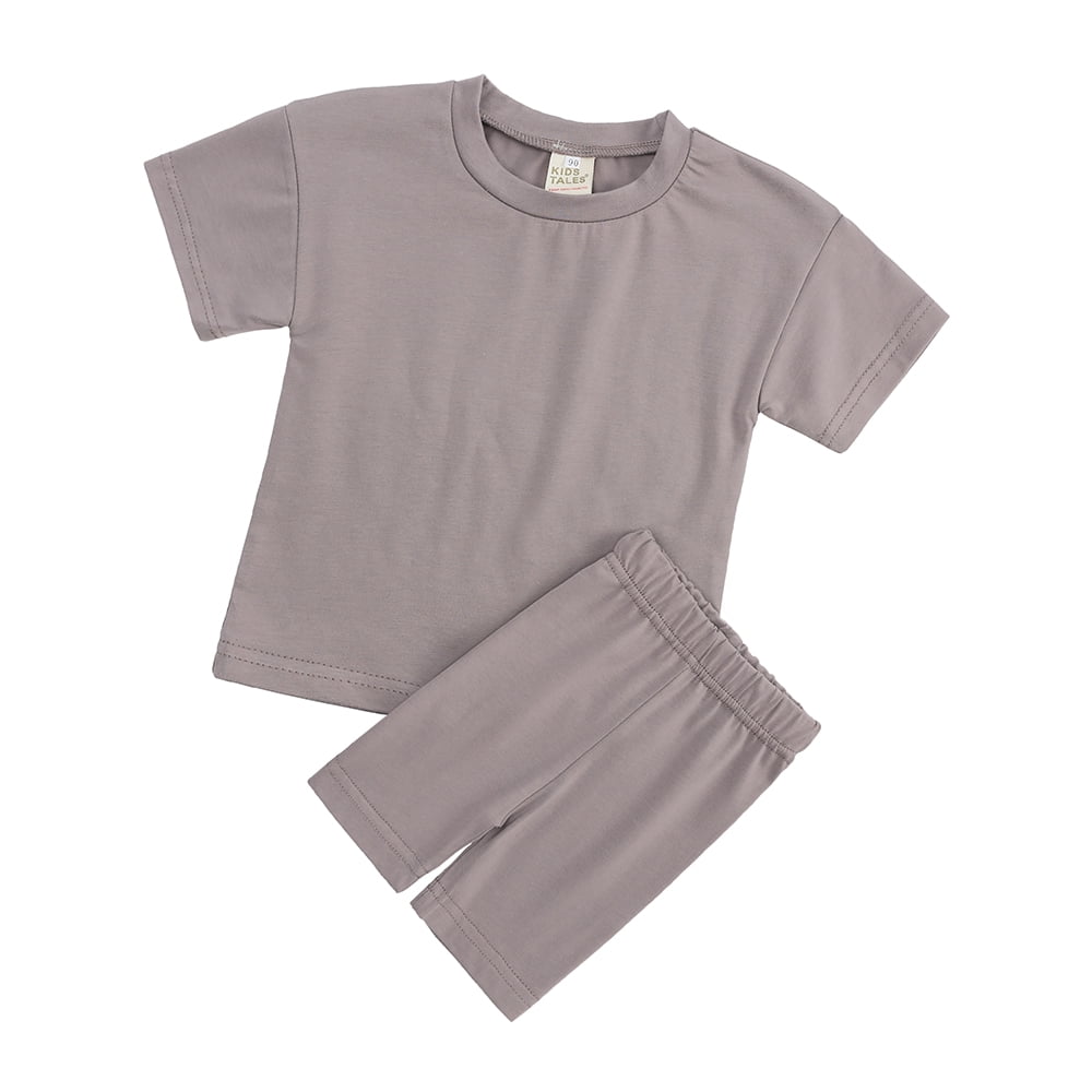 Girl’s 2-Piece Summer Outfit Set – Short Sleeve Bow Tee & Biker Shorts, Cute Casual Play Clothes - View #6