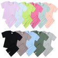 thumbnail image 1 of Emy Dola Girls Summer Outfits Cotton Solid T-Shirt Short Sleeve Tops and Biker Shorts Set Kids Clothing Sets 3-12 years, 1 of 9