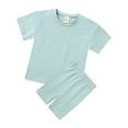 thumbnail image 1 of Emy Dola Girls Summer Outfits Cotton Solid T-Shirt Short Sleeve Tops and Biker Shorts Set Kids Clothing Sets 3-12 years, 1 of 8