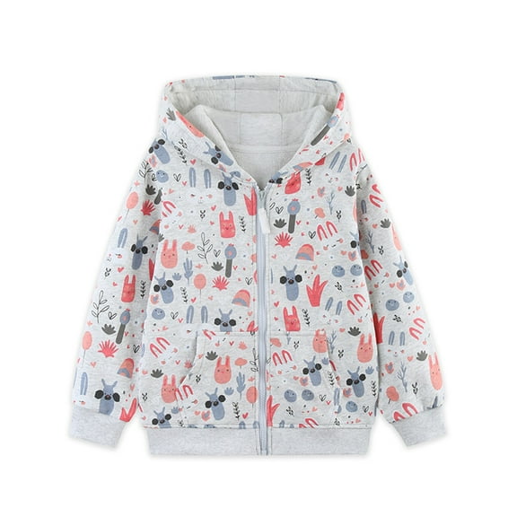 Emy Dola Girls Zip Up Hoodie Jacket Toddler Unicorn Rainbow Floral Sweatshirt Kids Hooded Coat Casual Outerwear 2-7 Years