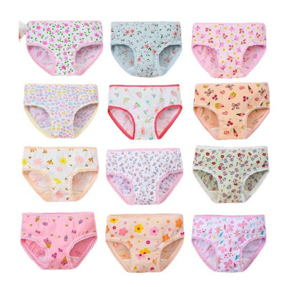 Emy Dola Girls and Toddler Underwear, Cotton Knit Tagless Brief, Hipster, and Bikini Panties, 12 packs in Random Color