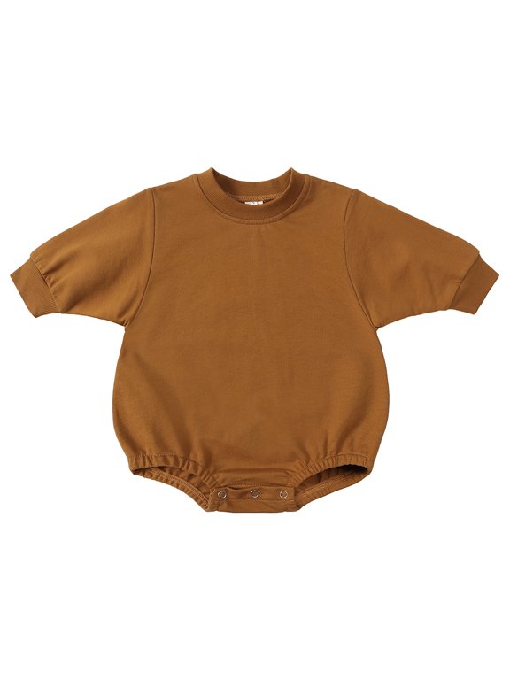 Infant Baby Boy Girls Oversized Romper Bubble Long Sleeve Sweathirt Onesie Newborn Coming Home Outfit Neutral Clothes
