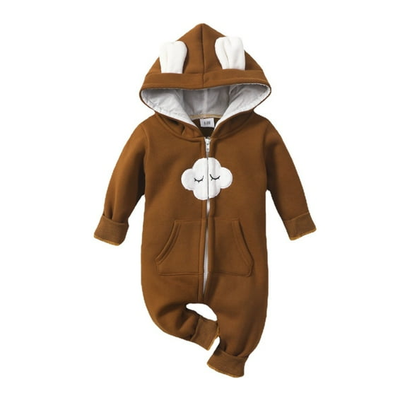 Emy Dola Infant Baby Boys Girls Clothing Zipper Hooded Jumpsuit Romper Long Sleeve Onesie Outfit Fall Winter Warm Coat