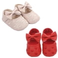 thumbnail image 1 of Emy Dola 2-Pairs Infant Baby Girls Mary Jane Flats Crib Shoes BowKnot Non-Slip Soft Sole Princess First Walkers Sneaker Wedding Dress Shoes, 1 of 8
