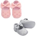 thumbnail image 1 of Emy Dola 2-Pairs Infant Baby Girls Mary Jane Flats Crib Shoes BowKnot Non-Slip Soft Sole Princess First Walkers Sneaker Wedding Dress Shoes, 1 of 9