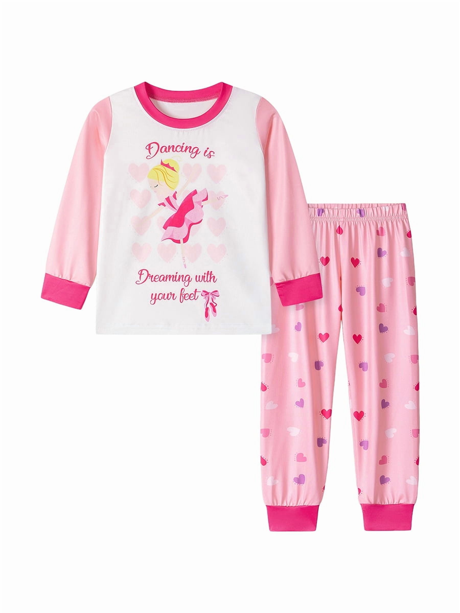 Emy Dola Kids & Toddler Girls Pajamas 2 Piece Pjs Set Long Sleeve Little Girls Snug Fit