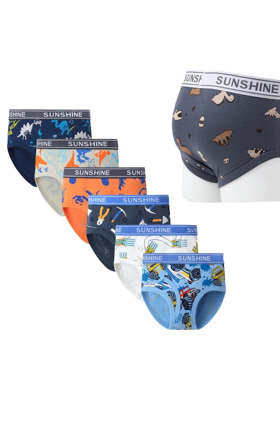 Little Boys Boxer Briefs Dinosaur Shark Printed Toddler Underwear 3-Pack Truck Training Panties For 2-12 Years Kids