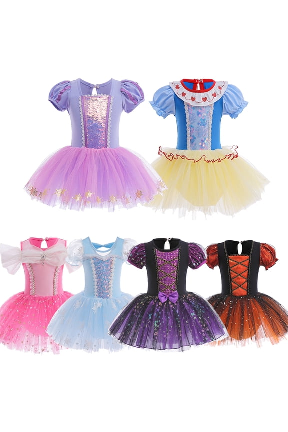 Little Girls Ballet Tutu Dress Toddler Kids Puff Sleeve Leotards 3-8 Years Princess Fairy Dancewear Costume Dress up