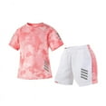 thumbnail image 1 of Emy Dola Little and Big Girls Athletic Outfits 2 Piece Summer Sports Suit Quick Dry Short Sleeve T-Shirts Mesh Shorts Sets Size 4-12Y, 1 of 1