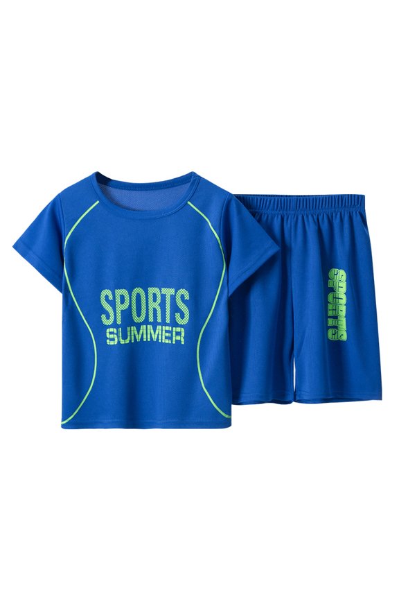 Multi-Colors Toddler Boys Outfits Short Sleeve Suit Summer Sports Suit Girls Basketball T Shirt + Shorts Football Suit Sets Outfits,2-Piece,