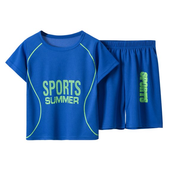 Emy Dola Multi-Colors Toddler Boys Outfits Short Sleeve Suit Summer Sports Suit Girls Basketball T Shirt + Shorts Football Suit Sets Outfits,2-Piece,