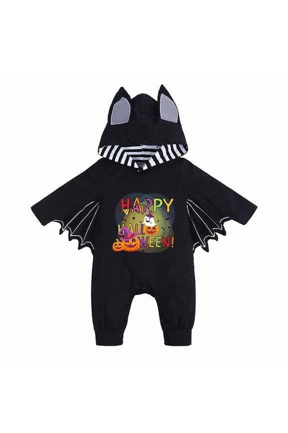 My First Halloween Outfit Newborn Baby Boy Bat Jumpsuit One-Piece Infant Girl Bat Wing Hoodie Romper 0-18 Months
