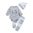 thumbnail image 1 of Emy Dola Newborn Baby Boy Clothes Animal Print Long Sleeve Romer + Pants + Hat 3 PCS Infant Outfits Set 0-28 Months-Bees, 1 of 9