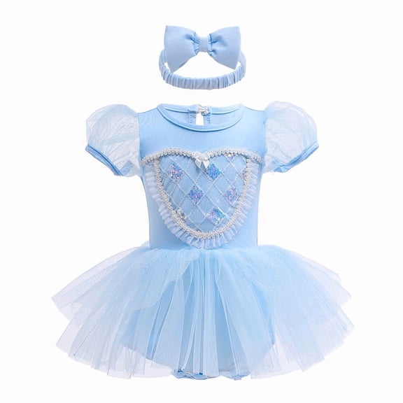 Emy Dola Newborn Baby Girls Cartoon Romper Dress With Headband 2Pcs Infant Fairy Princess Tutu Dresses Baby Birthday Party Tulle Fancy Dressy