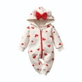 thumbnail image 1 of Emy Dola Newborn Baby Girls Fleece Hooded Romper Outfits Infant Love Heart Pattern Fall Winter Jumpsuit Baby First Valentine's Gift, 1 of 11